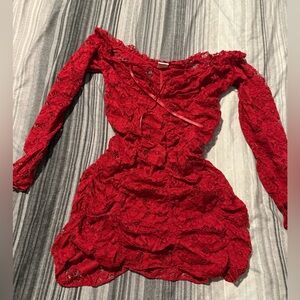 Sexy Snatched Red Lace Dress